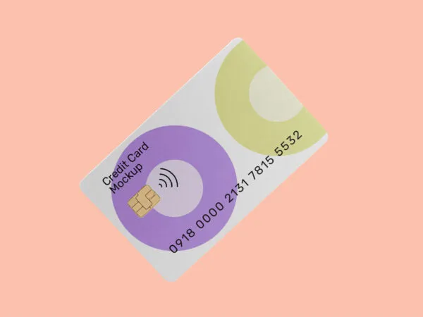 Front View Tilted Credit Card Mockup 1