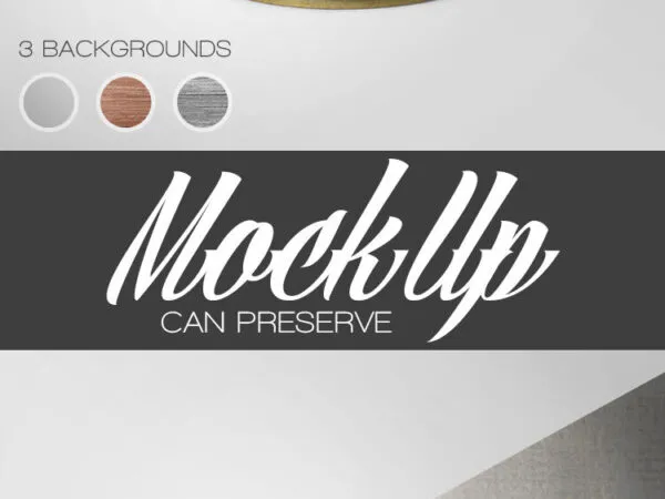 Front View Tin Can Label Mockup in Different Scenes 1