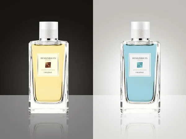 Front View Transparent Glass Cologne Bottle Mockup 1