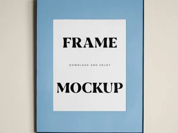 Front View Vertical Frame Hanging on Wall Mockup 1