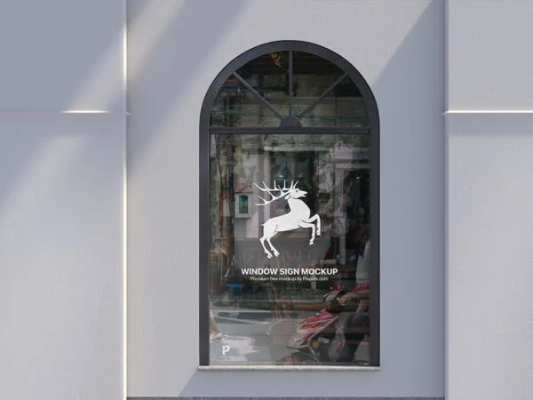 Front View Vertical Window with Sign Mockup 1