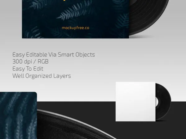 Front View Vinyl Record Cover Art Mockup 1