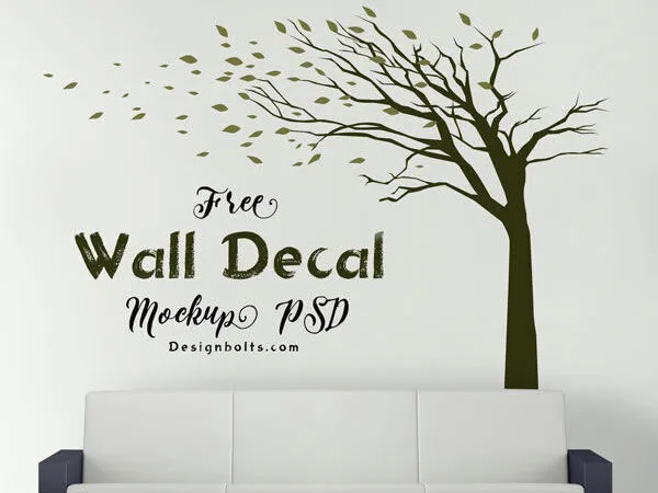 Front View Vinyl Sticker Wall Mockup 1