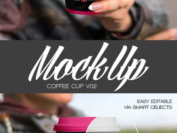 Front View Woman Holding Coffee Cup Mockup in Outdoors 1