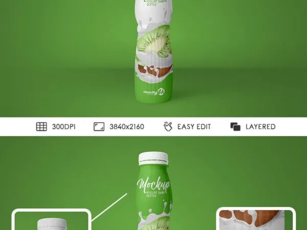 Front View Yogurt Bottle Mockup 1