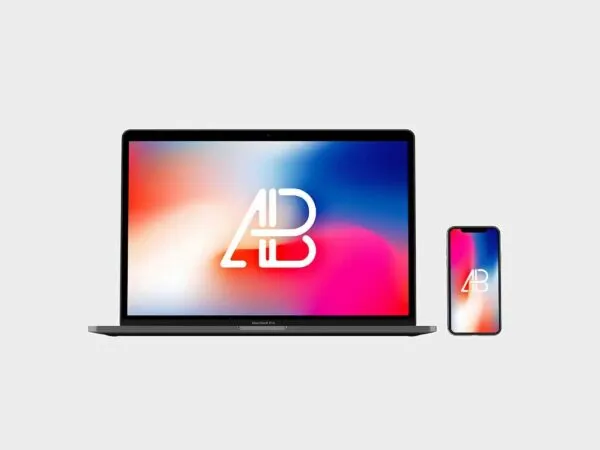 Front View iPhone X and MacBook Pro Mockup 1