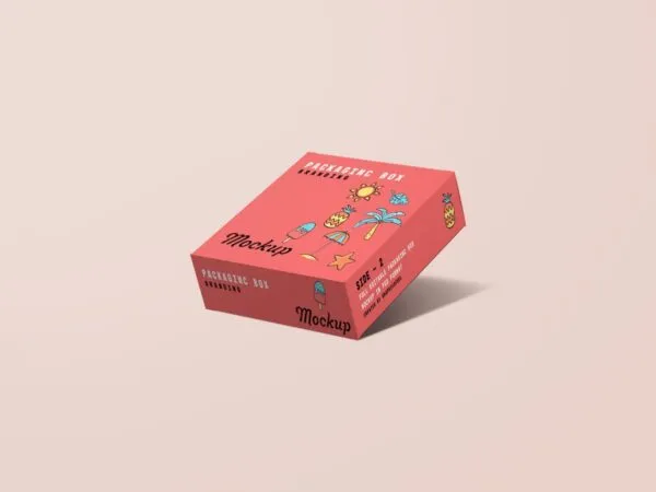 Front View of 2 Floating Square Box Packaging Mockups 1