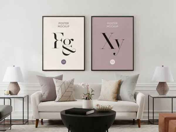 Front View of 2 House Decoration Posters Mockup 1