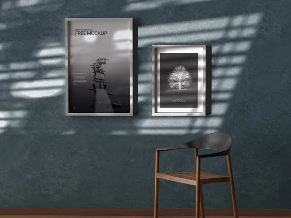 Front View of 2 Indoor Wall Frames Mockup 1