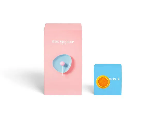 Front View of 2 Packaging Boxes Mockup 1