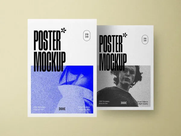 Front View of 2 Vertical Posters Mockup 1