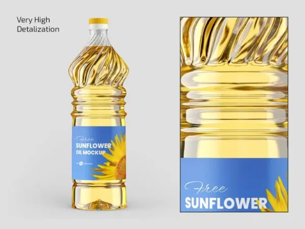 Front View of 3 Floating and Standing Oil Bottle Mockups 1