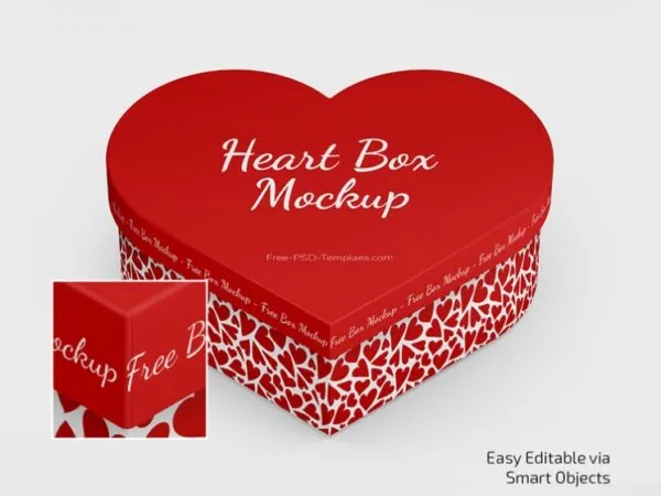 Front View of 3 Open and Closed Heart Box Mockups 1