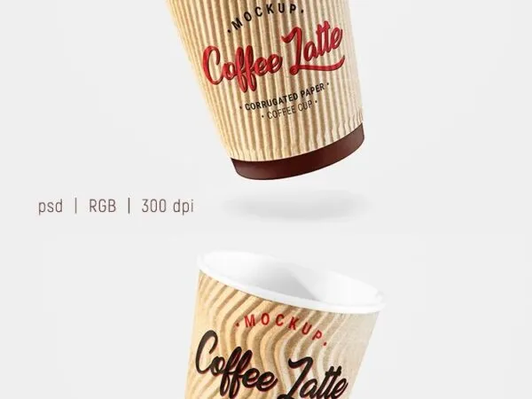 Front View of 3 Paper Coffee Cup Mockups 1