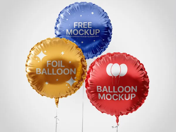 Front View of 3 Round Foil Balloons Mockup 1