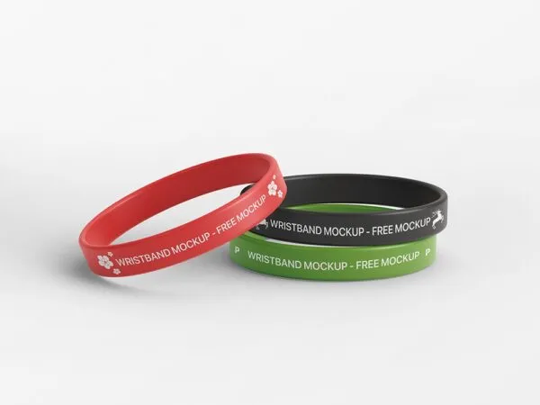 Front View of 3 Wristbands Mockup 1