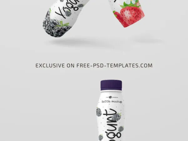 Front View of 3 Yogurt Bottle Mockups 1
