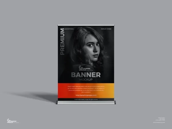 Front View of Advertising Display Stand Banner Mockup 1