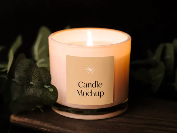 Front View of Artistic Branded Candle Mockup 1