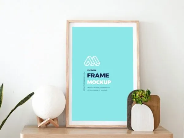 Front View of Artistic Picture Frame Mockup on Stand 1