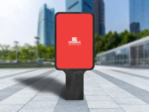 Front View of Billboard Stand in Outdoor Setting Mockup 1