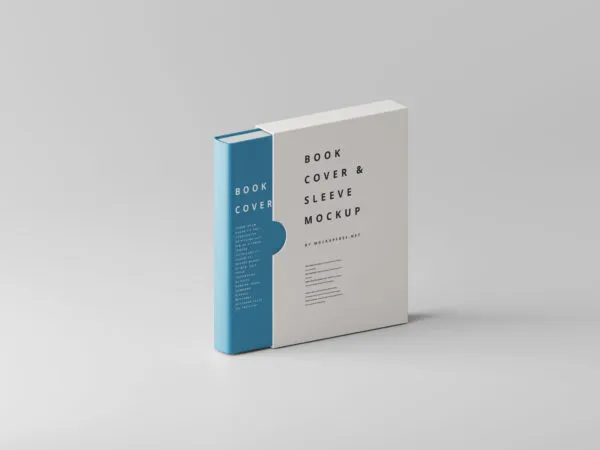 Front View of Book Cover Mockup with Packing Sleeve 1