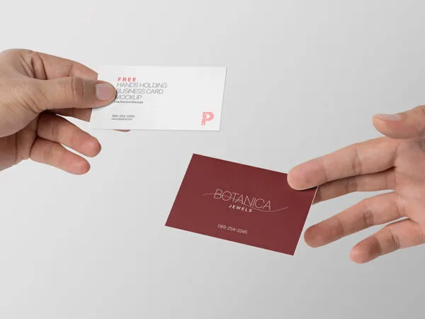 Front View of Both Sides of a Rectangular Business Card Mockup 1