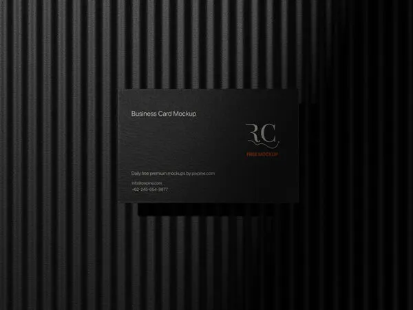 Front View of Business Card Mockup on Striped Shadow Wall 1