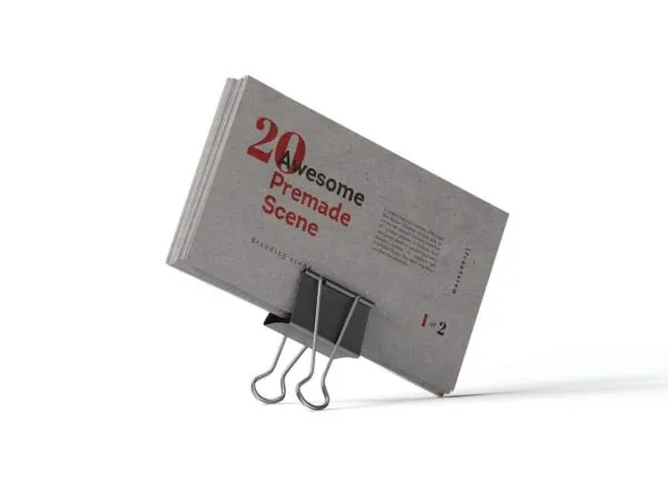 Front View of Business Cards Mockup Held by a Clip 1