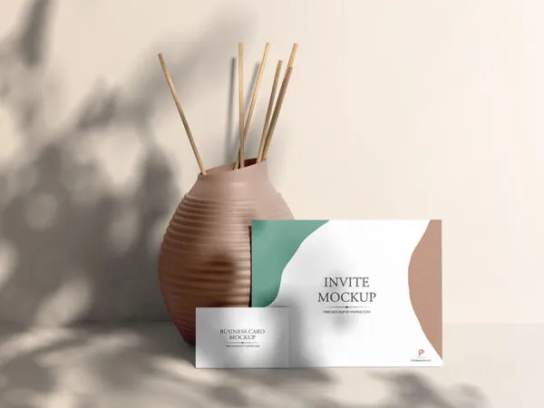 Front View of Business and Invite Card Mockup in Sunbeam 1