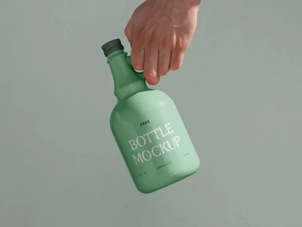Front View of Ceramic Bottle Mockup in Hand 1