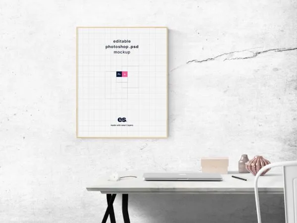 Front View of Chic Poster Mockup on Wall 1