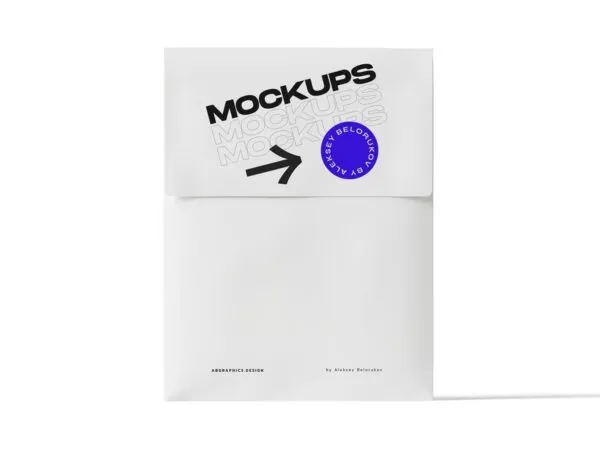 Front View of Closed Vertical Envelope Mockup 1