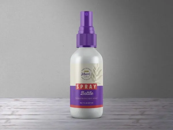 Front View of Cosmetic Plastic Spray Bottle Mockup 1