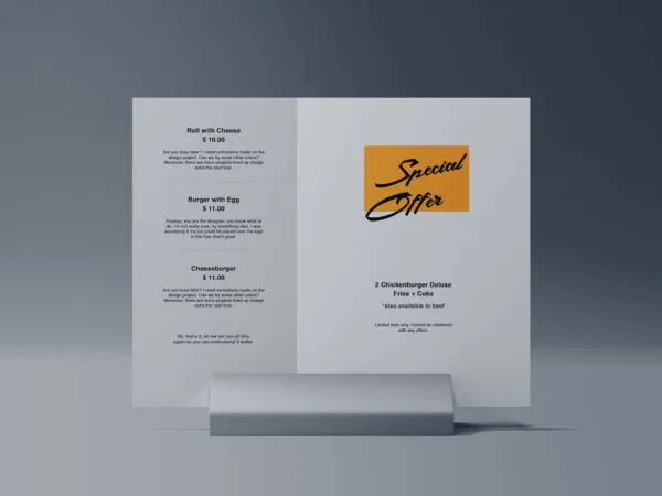 Front View of Double Folding Sheet Table Tent Mockup 1