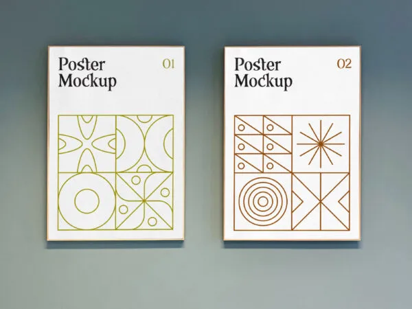 Front View of Double Vertical Posters Mockup 1