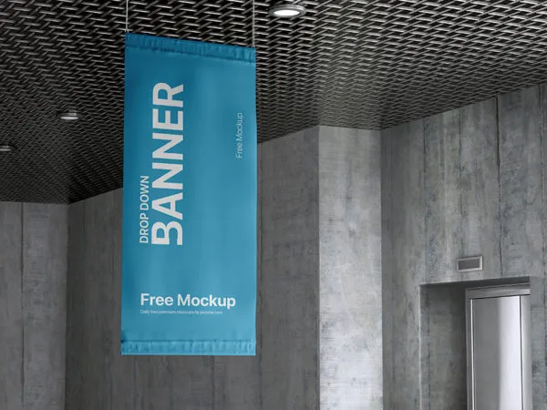 Front View of Drop Down Hanging Banner Mockup 1