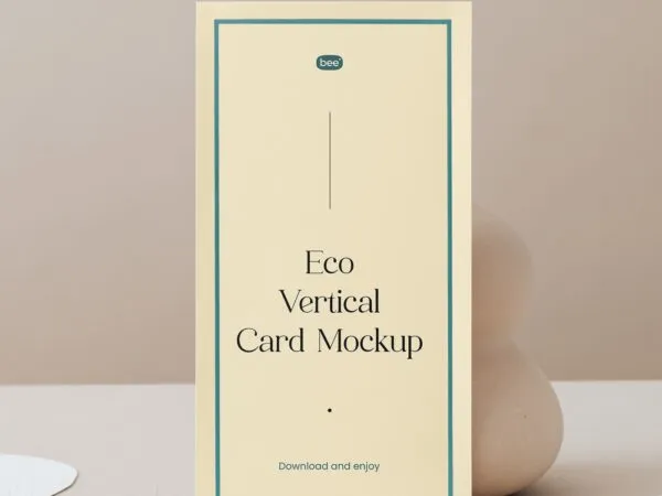 Front View of Elegant Vertical Card Mockup on Artistic Surface 1