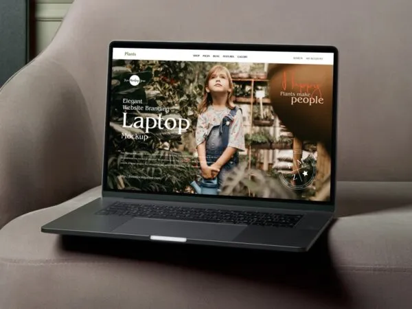 Front View of Elegant Website Branding Laptop Mockup 1