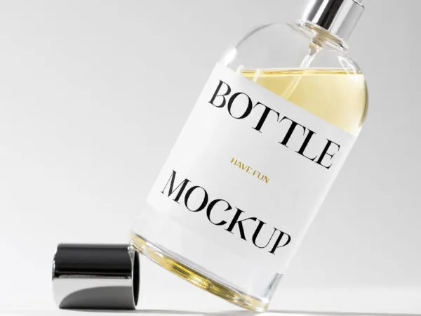 Front View of Flacon Bottle Mockup Standing on One Edge 1
