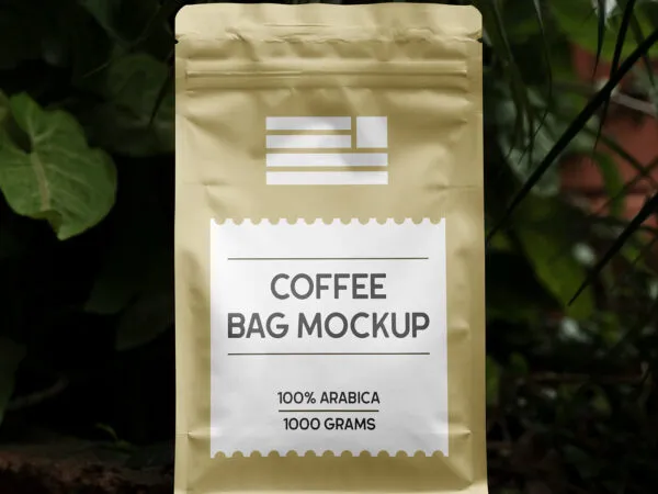 Front View of Foil Coffee Bag Mockup 1