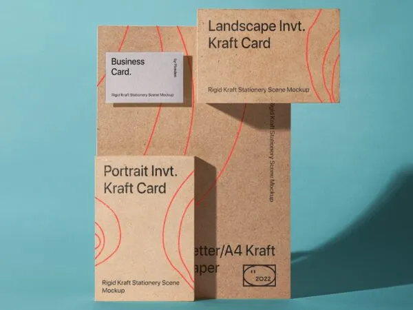 Front View of Full Pack of Kraft Stationery Mockup 1