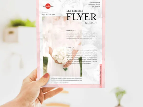 Front View of Girl Showing a Letter Sized Flyer Mockup 1