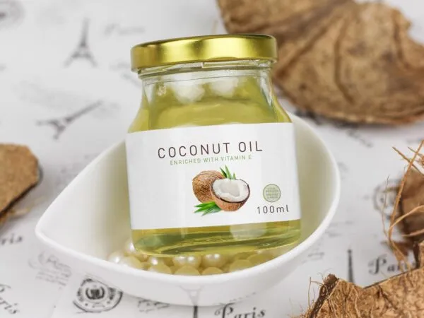 Front View of Glass Coconut Oil Jar Mockup 1