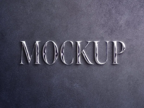 Front View of Glossy Silver Logo Mockup Text Effect 1