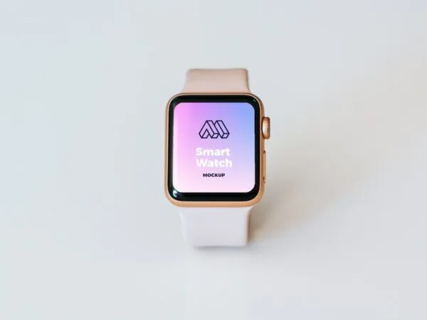 Front View of Golden Smart Watch Mockup 1