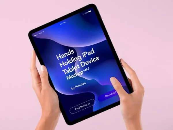Front View of Hands Holding iPad Mockup 1
