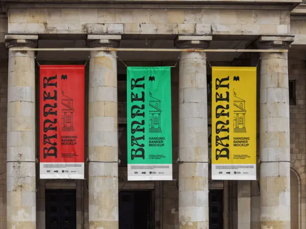Front View of Hanging Banners Mockup 1