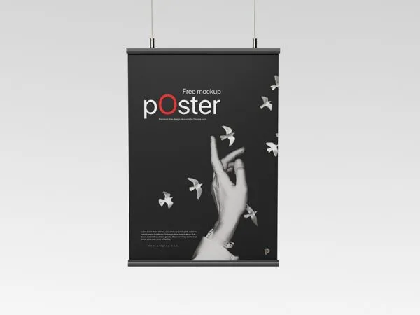 Front View of Hanging Poster Mockup with Frames 1