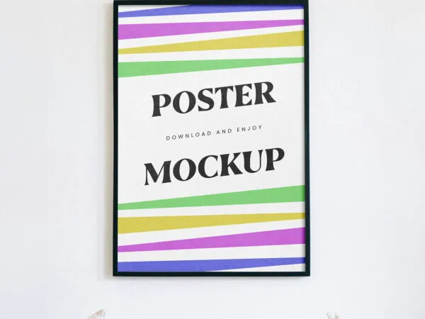 Front View of Hanging Single Poster Mockup 1